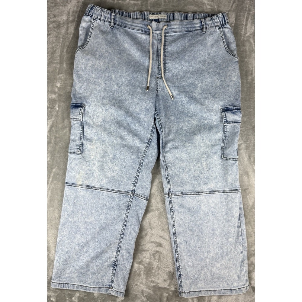 EST 1946 Denim Women's Acid Wash Cargo Jeans Plus Size 22W